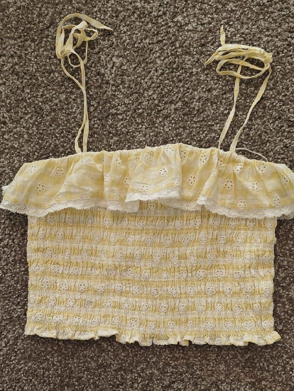 LoveShackFancyRenada Gingham Eyelet Top M